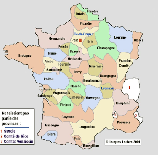 Carte des anciennes provinces françaises